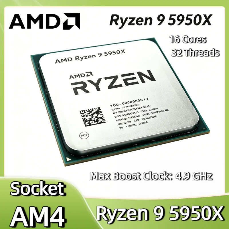 Procesador de Escritorio AMD Ryzen 9 5950X, 16 Núcleos, 32 Subprocesos, 3.4-4.9 GHz, 7 nm, Zen3, Socket AM4, 8 MB de Caché L2, 64 MB de Caché L3, 105 W, PCIe 4.0, CPU para Juegos