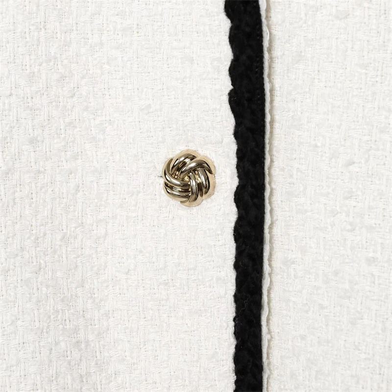 KEYANKETIAN 2025 Autumn New Women's Seam Detail Contrast Color Tweed Texture Suit Coat Office Lady Single Breasted Blazer Top