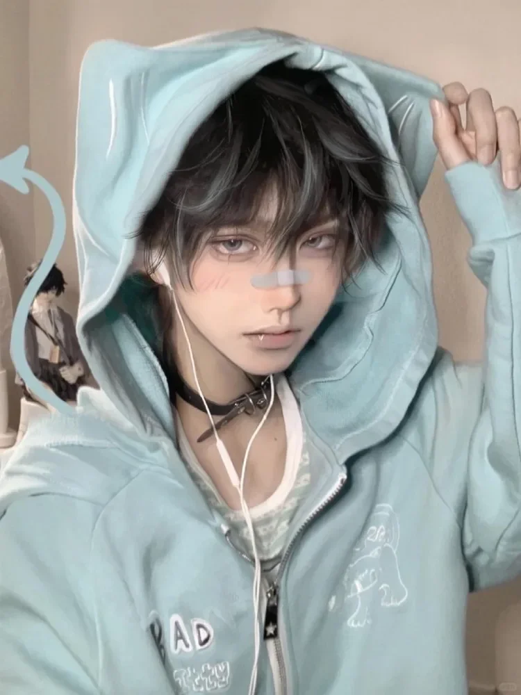 

Harajuku 2022, толстовки в японском стиле, женские толстовки Y2k Kawaii Lolita на молнии, большие милые толстовки с вышивкой в стиле аниме, повседневные