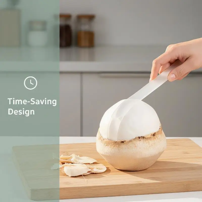 Long Handle Coconut Opening Knife Plastic Coconut Meat Remover Kitchen Tool