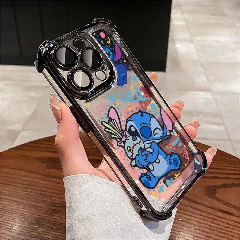 Animasi Disney Lilo & Stitch Lucu Transparan Berlaku Iphone 16 15 14 13 12 11 Pro Max Casing Ponsel Anti Jatuh, Hadiah Ulang Tahun