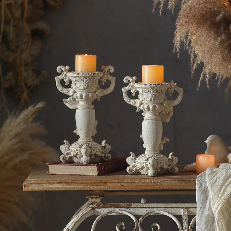

French Romantic Desktop Candle Holder Ornaments Decorations Wedding Scene Decoration Angel Crafts Roman Pillar Candle Holders