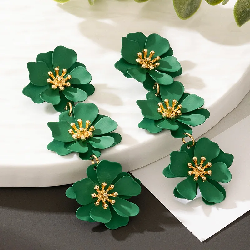 Long Drop Earrings For Women Girls Dopamine Flower Temperament Ear Pendant Accessories Holiday Party Gift Fashion Jewelry DE179