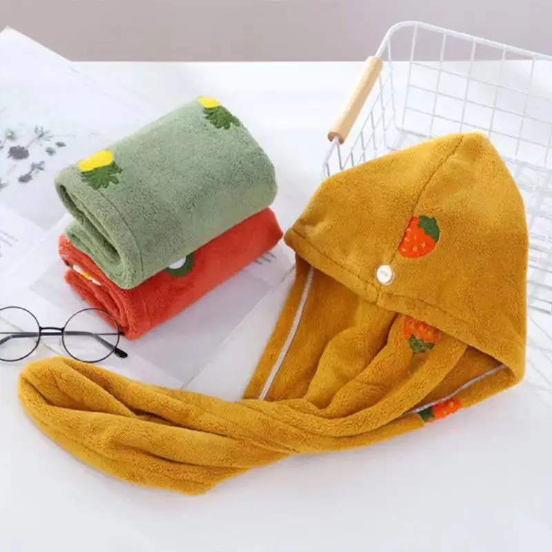 Ultra Absorbent Hair Towel Wrap Fast Drying Turban Soft Coral Fleece Hair Cap Cute Printed Towel for Bath Shower Makeup Skincare