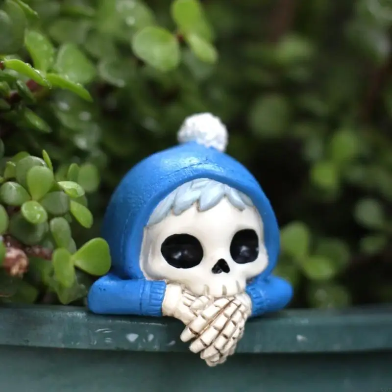 Planter Hanger Hooded Skull Resins Mini Figurine for Halloween Home Styling 55KF