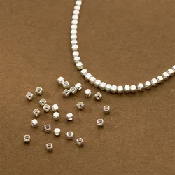 5pcs/Lot 925 Sterling Silver Cute Small Sqaure Sugar Loose Beads 3mm Handmade Beading Spacers DIY Silver Jewelry Accessories