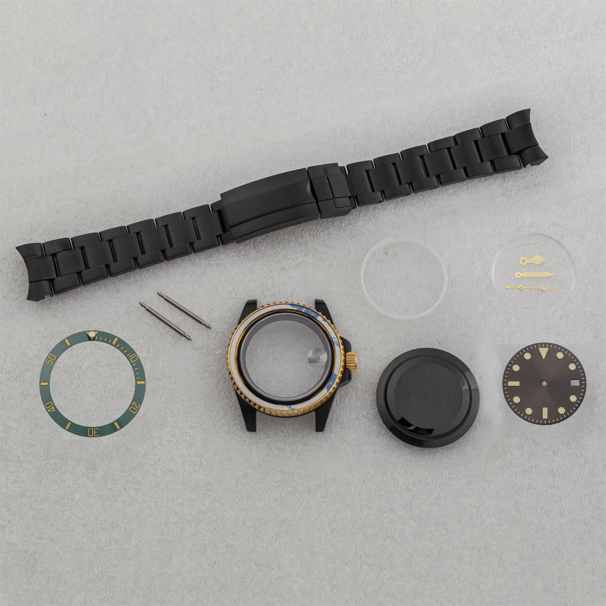 

40MM NH35 Case Dial Hands Oyster Strap Stainless Steel Sapphire Glass for SUB GMT NH35/36 Movement 10ATM Waterproof Watch Case