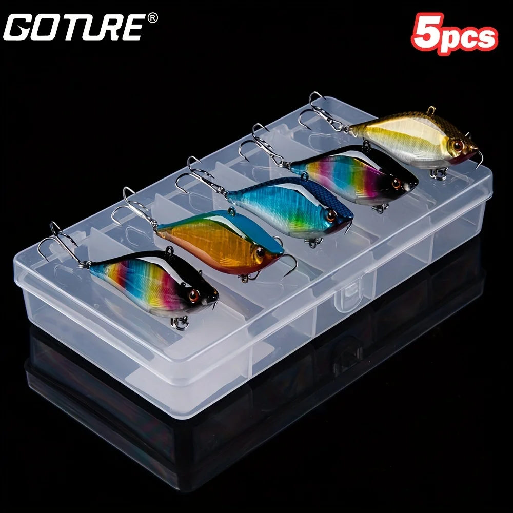 Goture 5Pcs Crankbait Rock Fish Bass Fishing Lure Set 14g 6.3cm Artificial Baits Topwater Crank Wobblers For Pike Crankbaits