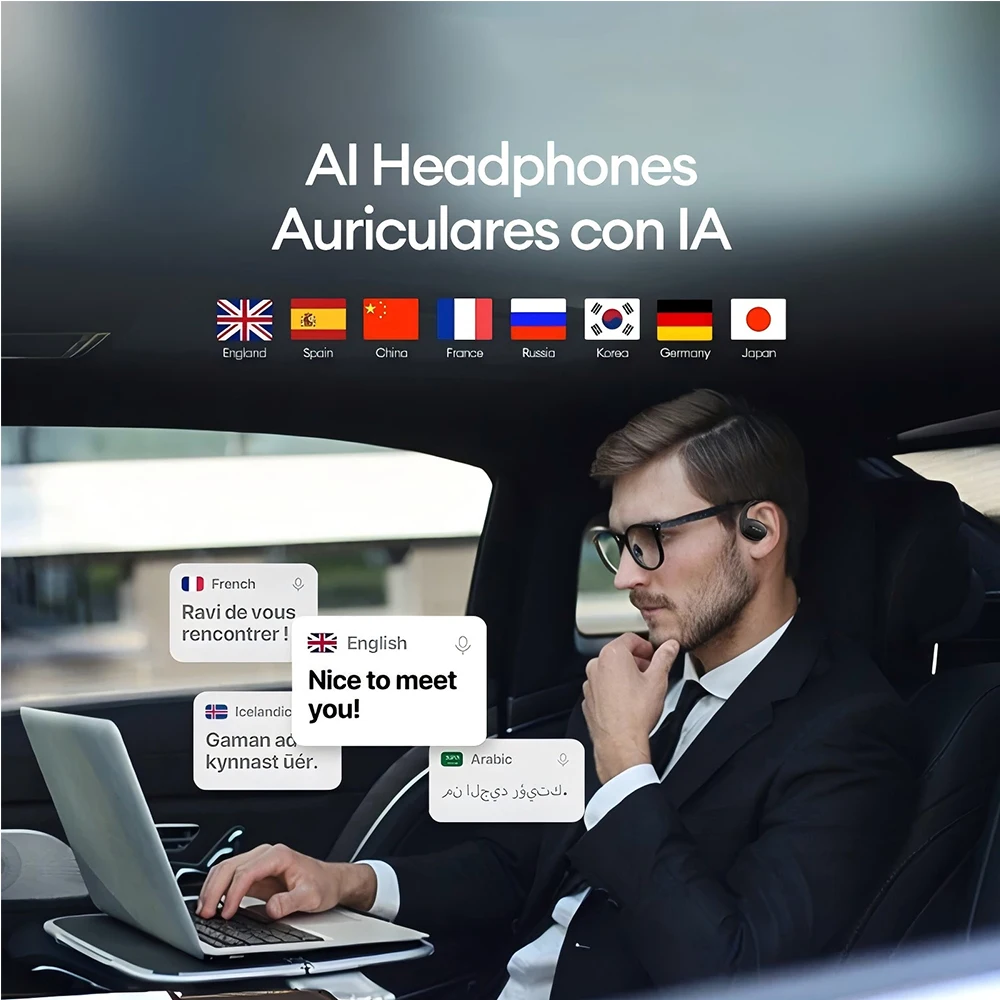 Multiple Choice Openair5 AI Bluetooth Translation Earphones Hanging Ear Type AI Intelligent 100+ languages Meeting Earphone Gift image 5