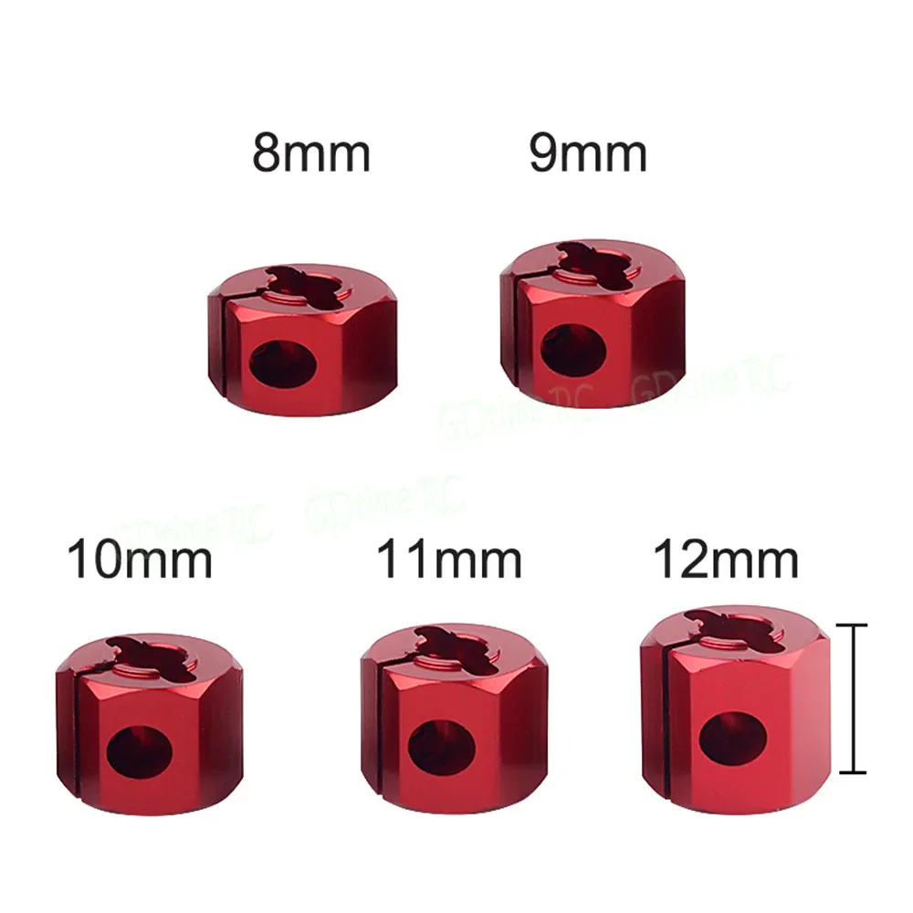 8mm/9mm/10mm/11mm/12mm Thickness Hex 12mm Aluminum Wheel Hex Drive Adaptors and Pins Metal 4mm Hole For 1/10 RC Car Wheels Rim