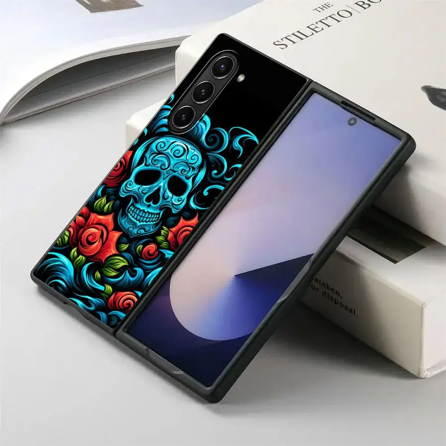 Skull Art Case for Samsung Galaxy Z Fold 7 6 5 4 3 ZFold6 ZFold3 ZFold5 ZFold7 ZFold4 Back Phone Cover