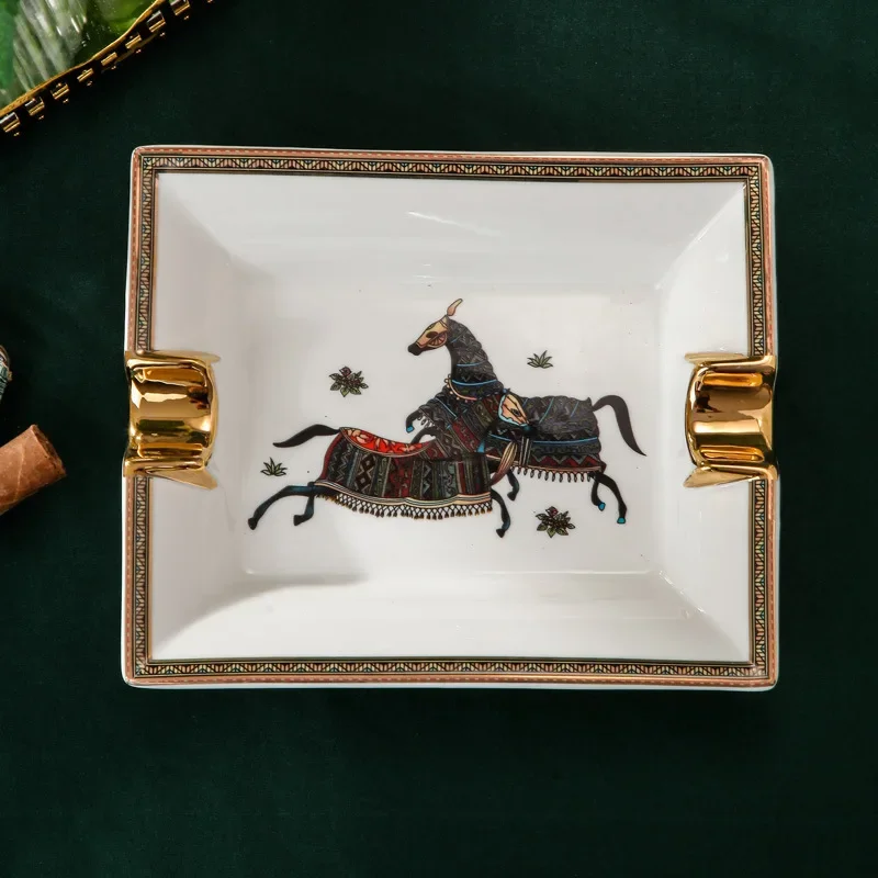 Ashtray Ceramics Aesthetic Household Living Room Light Ins Wind Cigar Ktv Creative Trend Luxury Ash tray Cigar Accessories