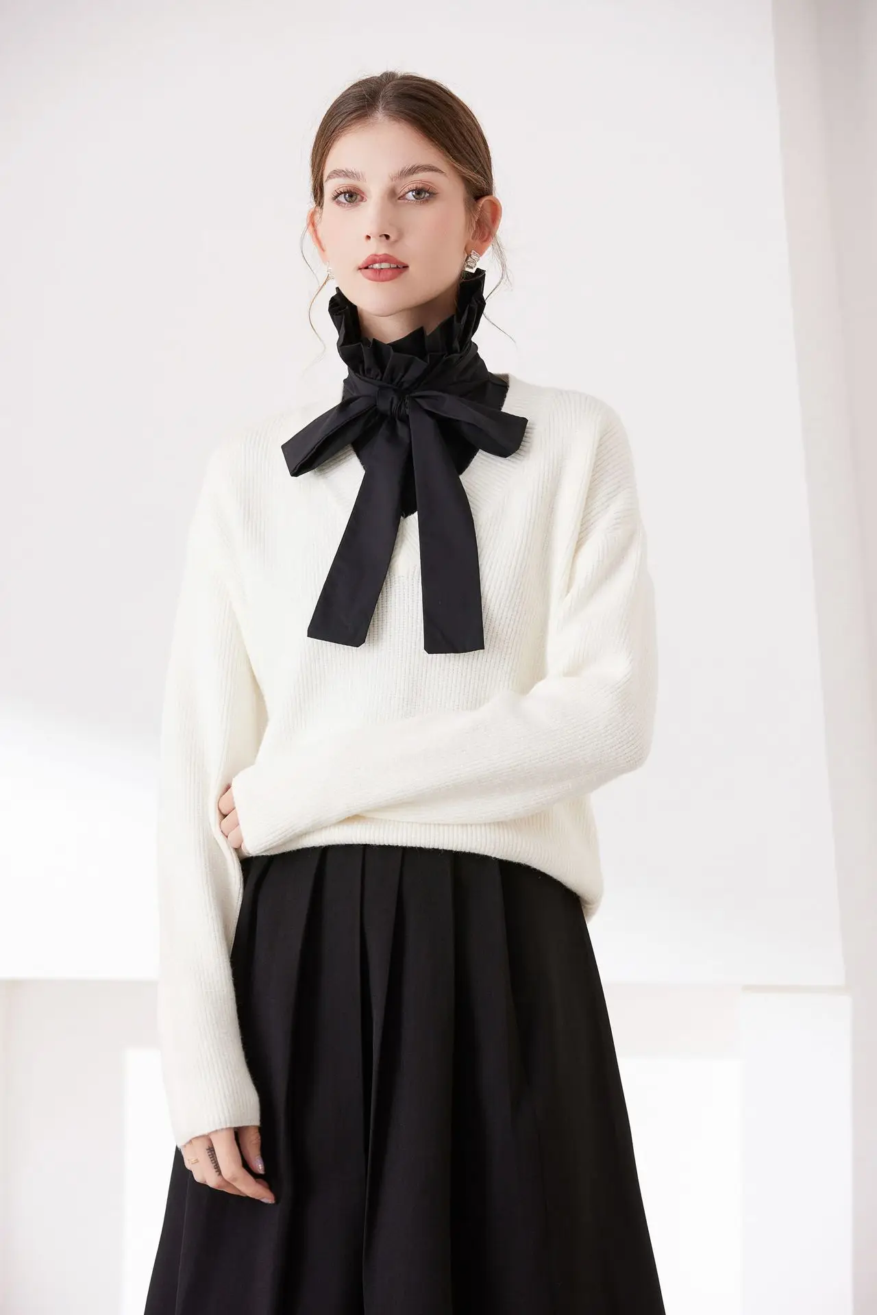 الإناث كاذبة طوق Vintage المرأة التلبيب أعلى انفصال قميص طوق أنيق خمر التلبيب وهمية طوق ل طبقات نزهة غير رسمية #5