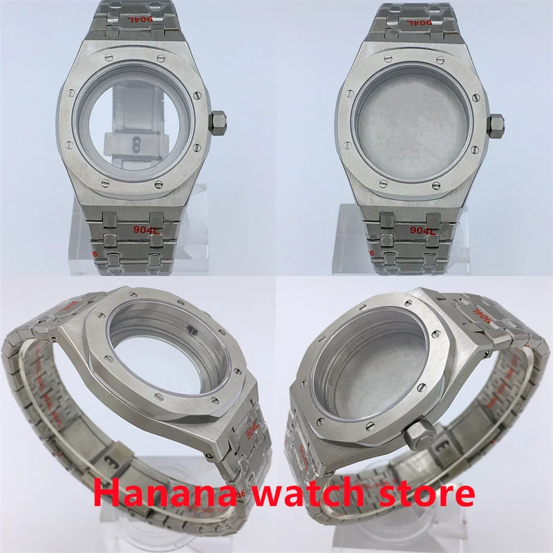 

41mm silver stainless steel case strap sapphire glass suitable for NH35 NH36 ETA2824 PT5000 movement men modified watch parts