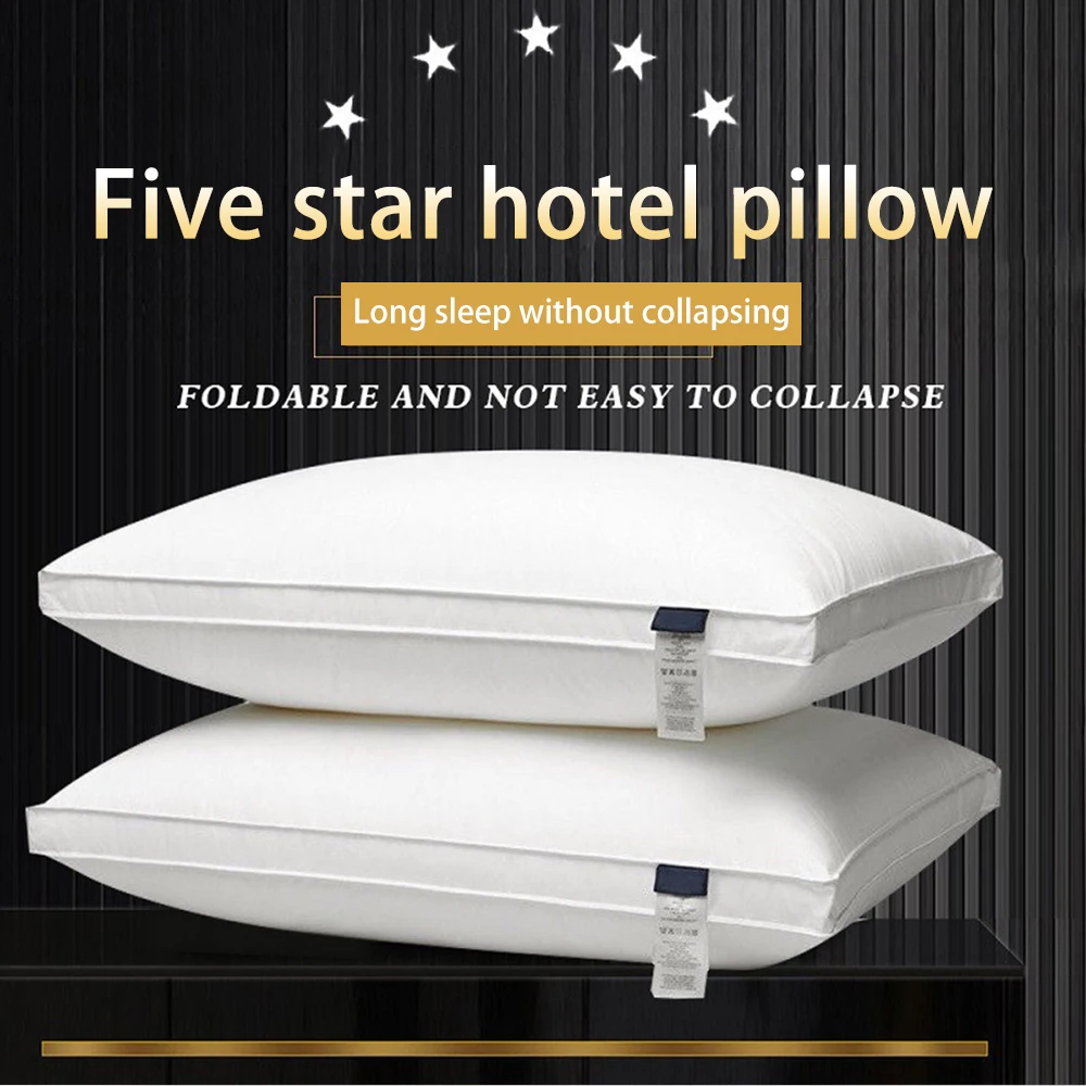 2 Pcs Cotton Body Pillow for Sleeping Decorative Hotel Pillow for Bed with 100% Cutton Cover High-Grade & Soft