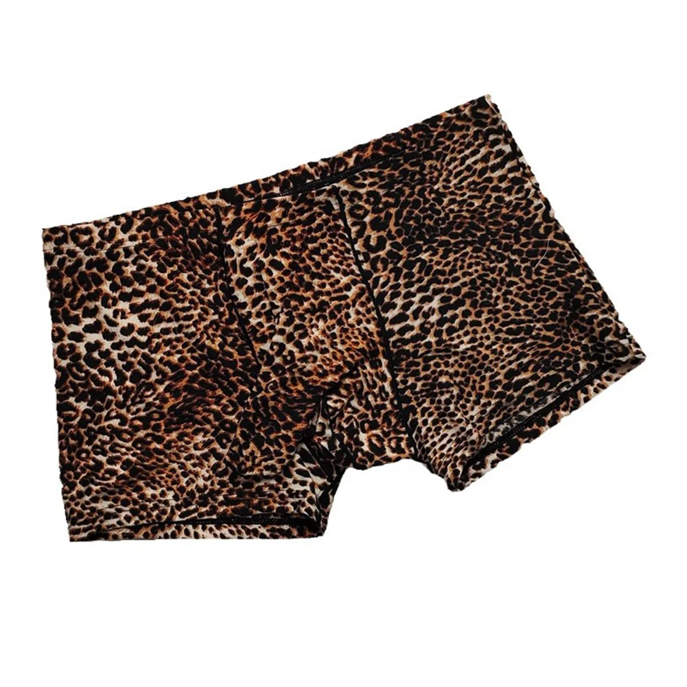 Men Leopard Print Underwear U Pouch Briefs Low Waist Short Panties Soft Elasticity Underpants Casual Breath Lingerie