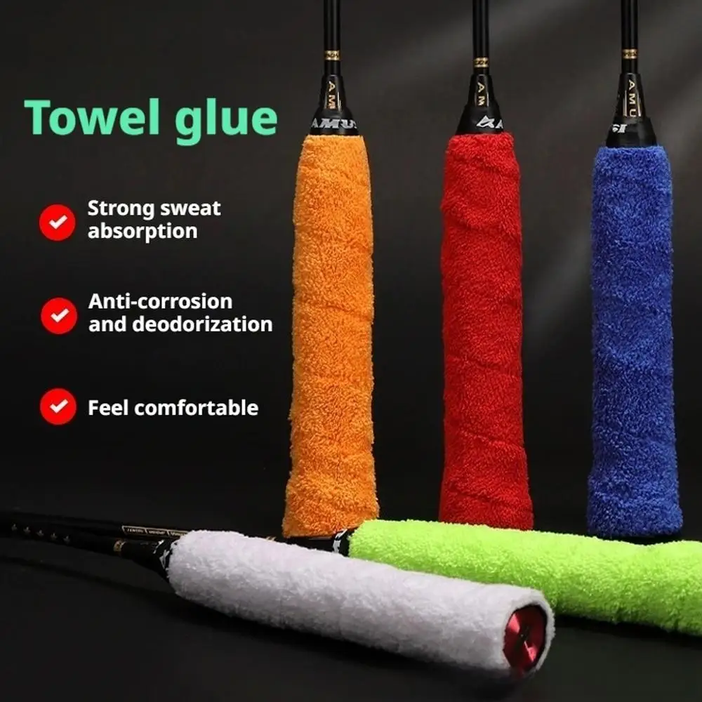 

Sweat Absorbent Towel Overgrip for Badminton Racket, Non-Slip Plush Microfiber Handle Grip, Cushioned Sports Towel Tape