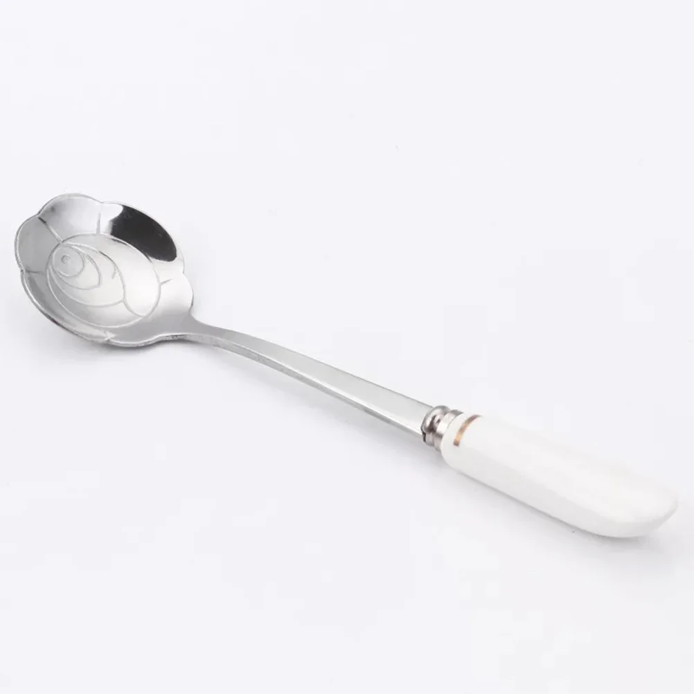 

3Pcs Coffee Stirring Spoons Stainless Steel Ceramic Handle Petal Design Long Handle Mixing Spoons for Cocktail Milk Tea Ice