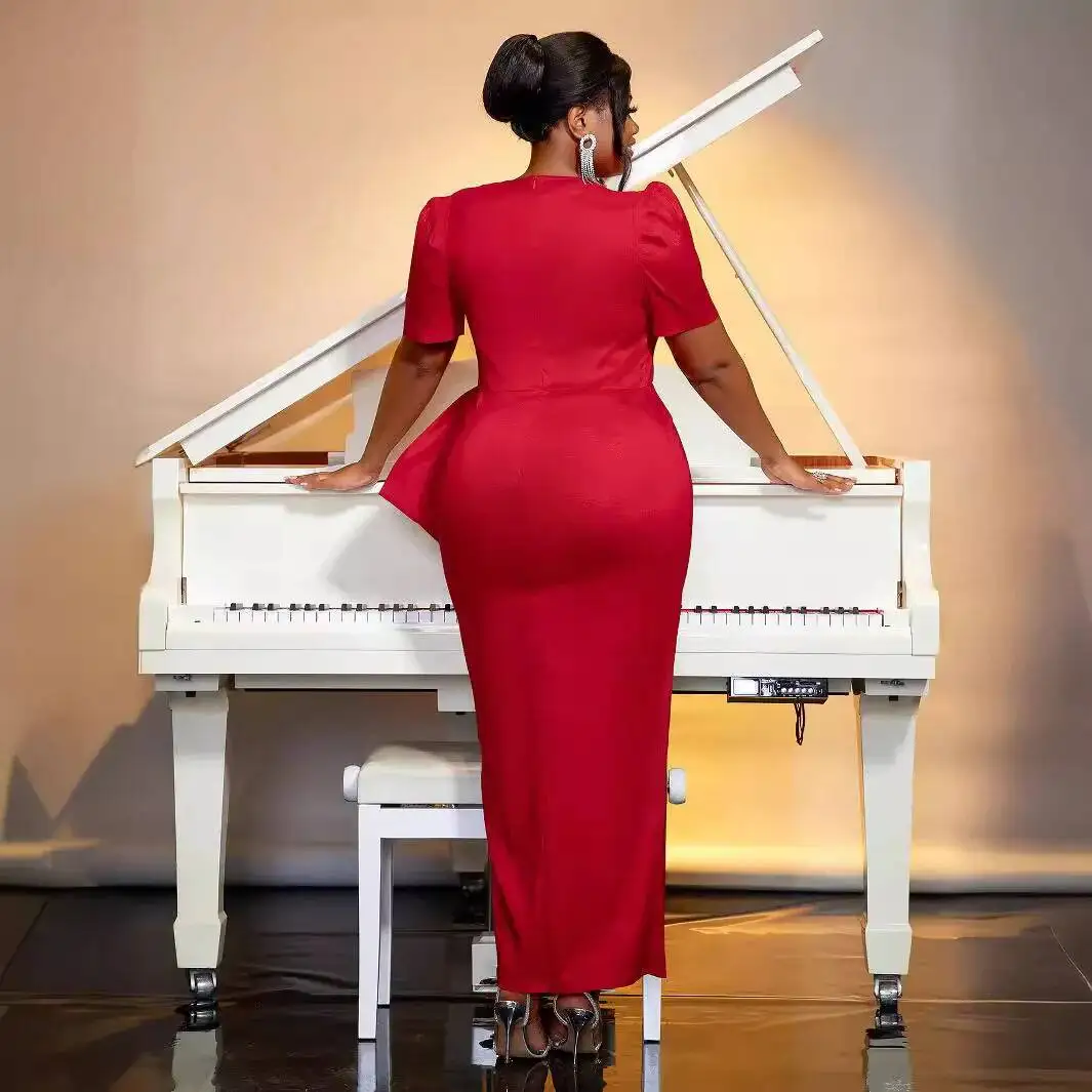 

V-neck Am040229 Summer New High Waisted Skirt Sexy and Elegant Party Banquet Split Dress 2025 Party Summer Elegantes Casual Y2k