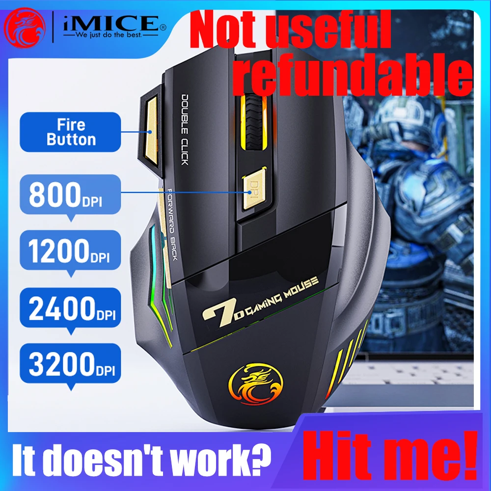 

Бесшумная мышь Bluetooth 2,4G, двухрежимная беспроводная перезаряжаемая 7-кнопочная игровая мышь, эргономичный дизайн со светодиодной подсветкой RGB для дыхания