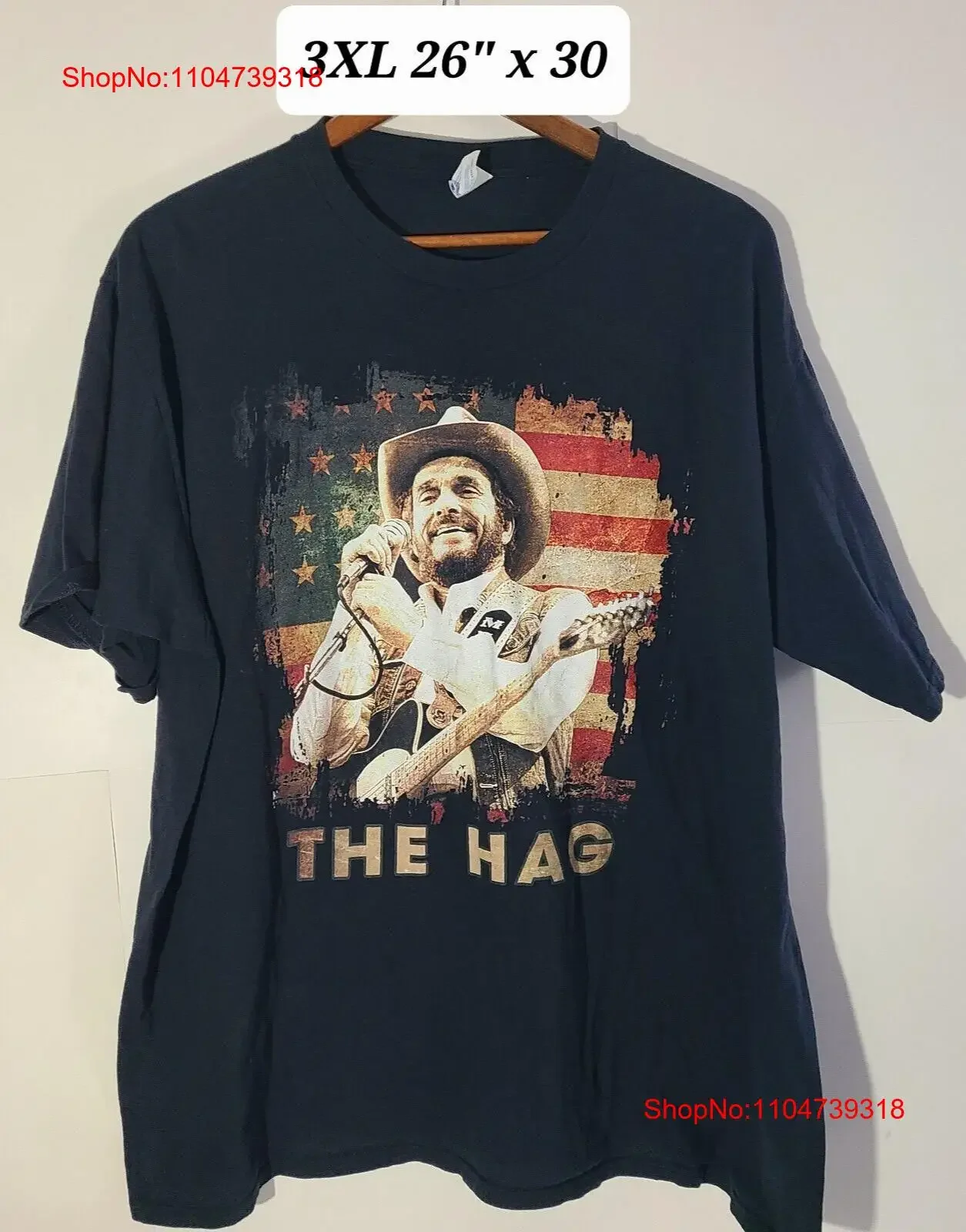 Merle Haggard The Hag Maglietta 3XL Da Uomo Nera Country Music Vintage Abiti Firmati Lavati Streetwear Versatile