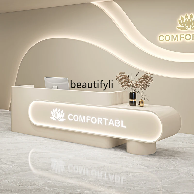 luxury beauty salon checkout page Clothing store Bar counter Paint curved front desk Dental clinic Dental reception desk table