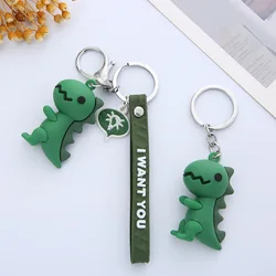 New Cartoon Green Dinosaur Key Chain Cute Animal Key Ring Bag Pendant Car Key Holder Accessories For Women Girls Kids