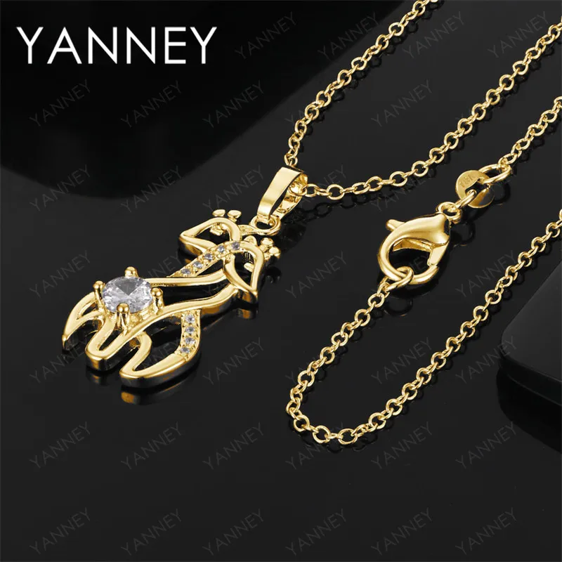 قلادة رائعة من الفضة الإسترليني عيار 925 مصنوعة من الذهب عيار 18 قيراط مقاس 16-30 بوصة على شكل زرافة من الزركونيا - هدية زفاف للسيدات وإكسسوارات الحفلات