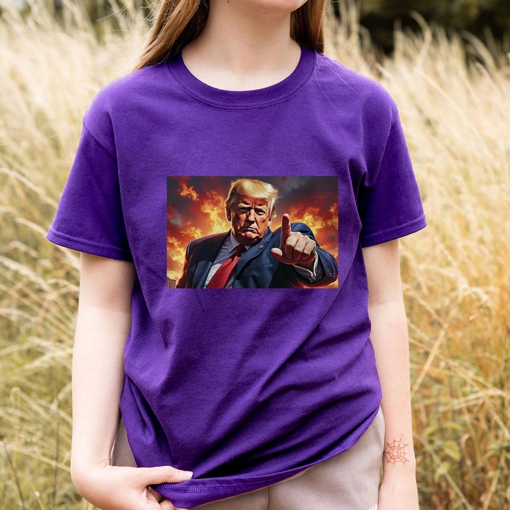 Trump Vintage Oversized T-Shirt Tops Discount New in Outwears Round Neck Vintage Washed Clothes Y2K Women's Short Sleeve