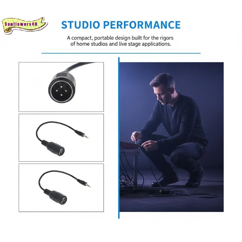 MIDI DIN 5 Pin to 3.5mm TRS Adapter Cable High Fidelity Shielded Audio Converter for Music Equipment Connection