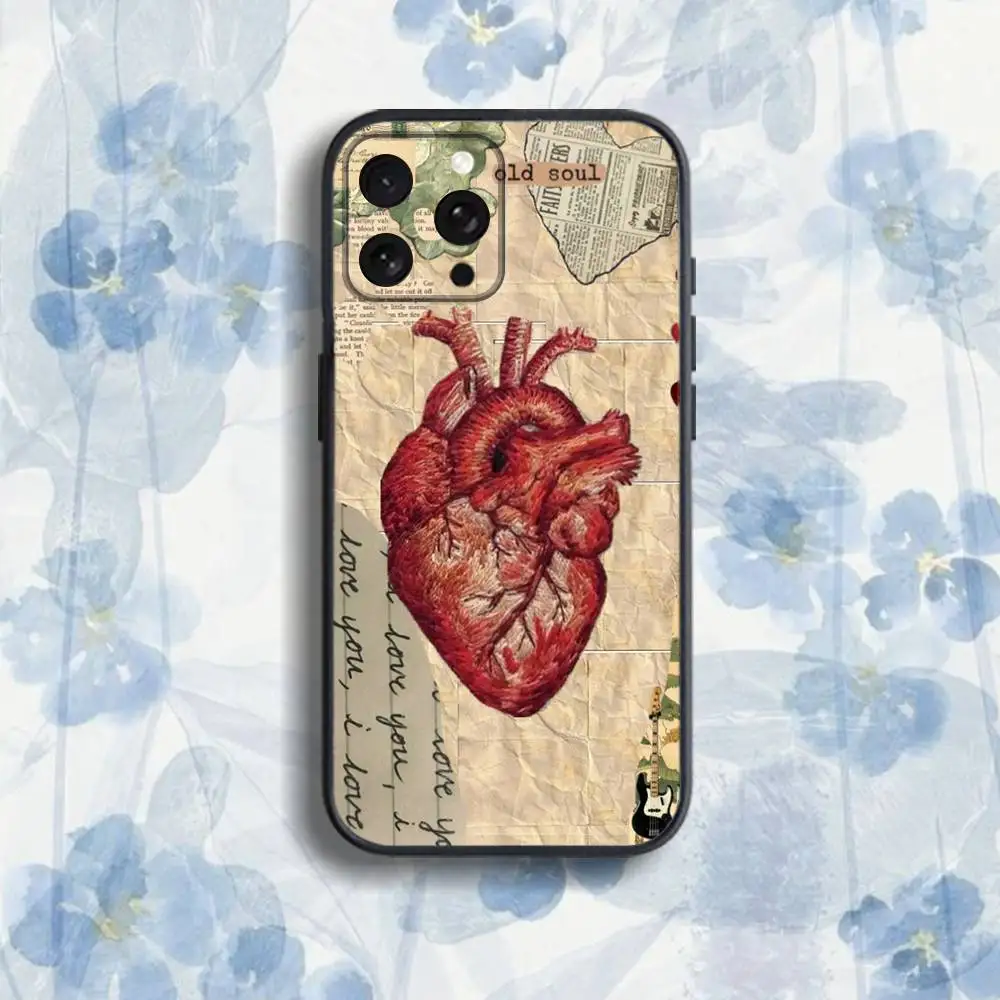 인체 해부학 의료용 아이폰 케이스 (아이폰 17, 16, 15, 14, 13, 12, 프로, 맥스, 플러스, E, SE4, 에어, 미니) 블랙 소프트 박스