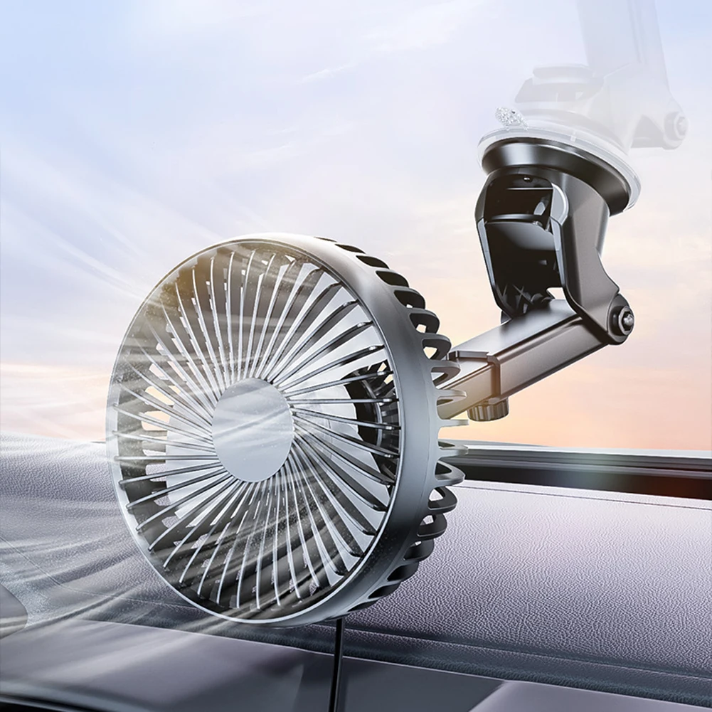 12 فولت/24 فولت الزجاج الأمامي مروحة مكتب 360 درجة قابل للتعديل شفط كأس مبرد السيارات 3 سرعات لوحة سيارة مروحة السيارات رئيس واحد مروحة #2