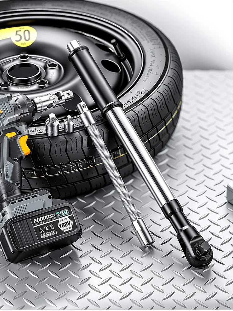 1/2 Inch Heavy Duty Ratchet Wrench Extended Socket Set Tool For Auto Motorcycle Repair Maintenance In Tight Spaces