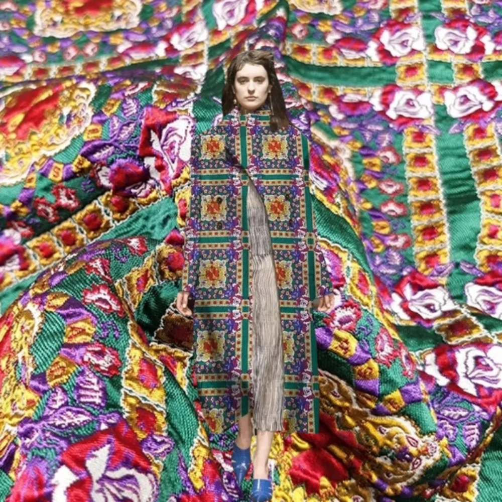 

Big Check Love Horse Style Jacquard Fabric Autumn Winter Thick Suit Coat Fashion Design Sewing Cloth Wholesale Material By Meter