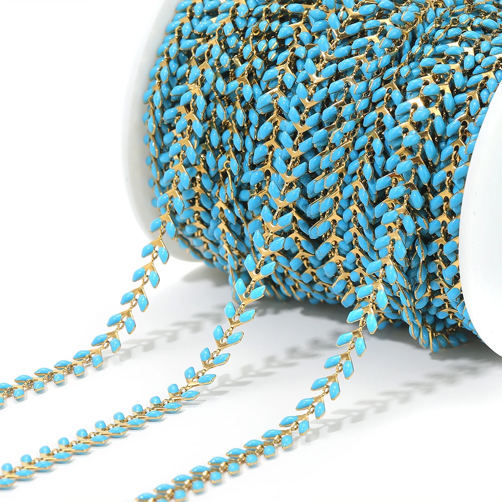 1 Meter Edelstahl-Flachketten in Weißer Emaille für DIY-Schmuckherstellung, Ohrringe, Armbänder, Halsketten-Zubehör – Detail 4