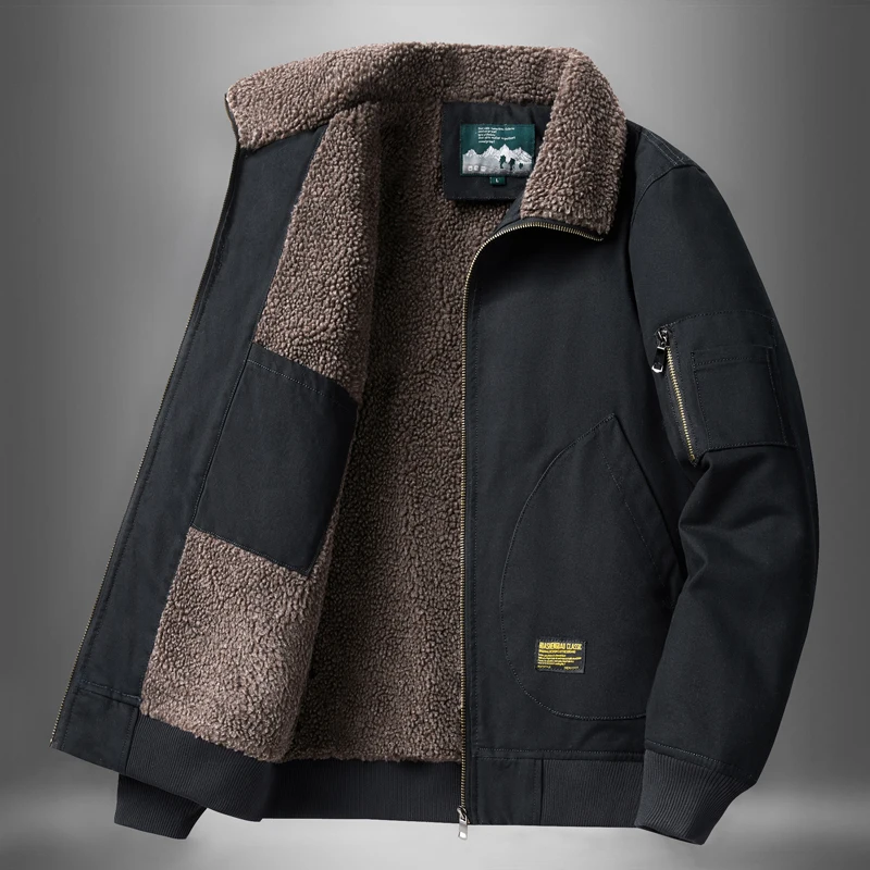 Chaqueta de trabajo Retro para hombre, abrigo de algodón grueso de felpa, a prueba de viento y cuello cálido, informal, para viajes al aire libre, M-5XL, invierno, novedad de 2024