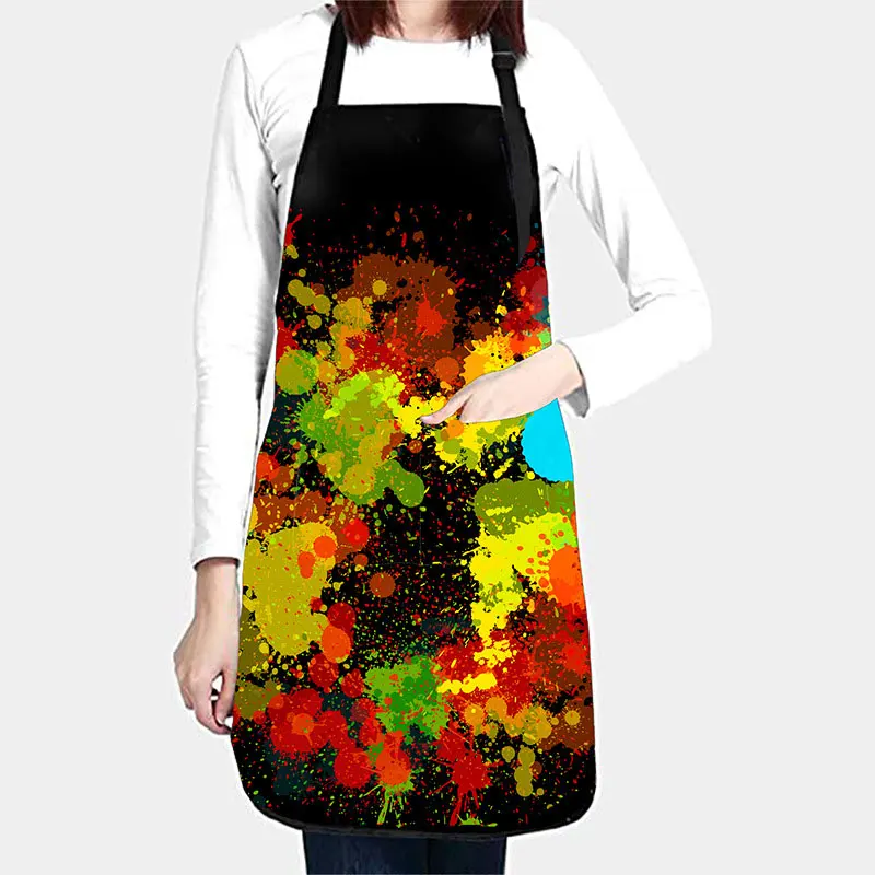 1PC Creative Tie Dye Apron Kitchen Waterproof Aprons For Women Men Oil-Proof Female Adult Cooking Accessories