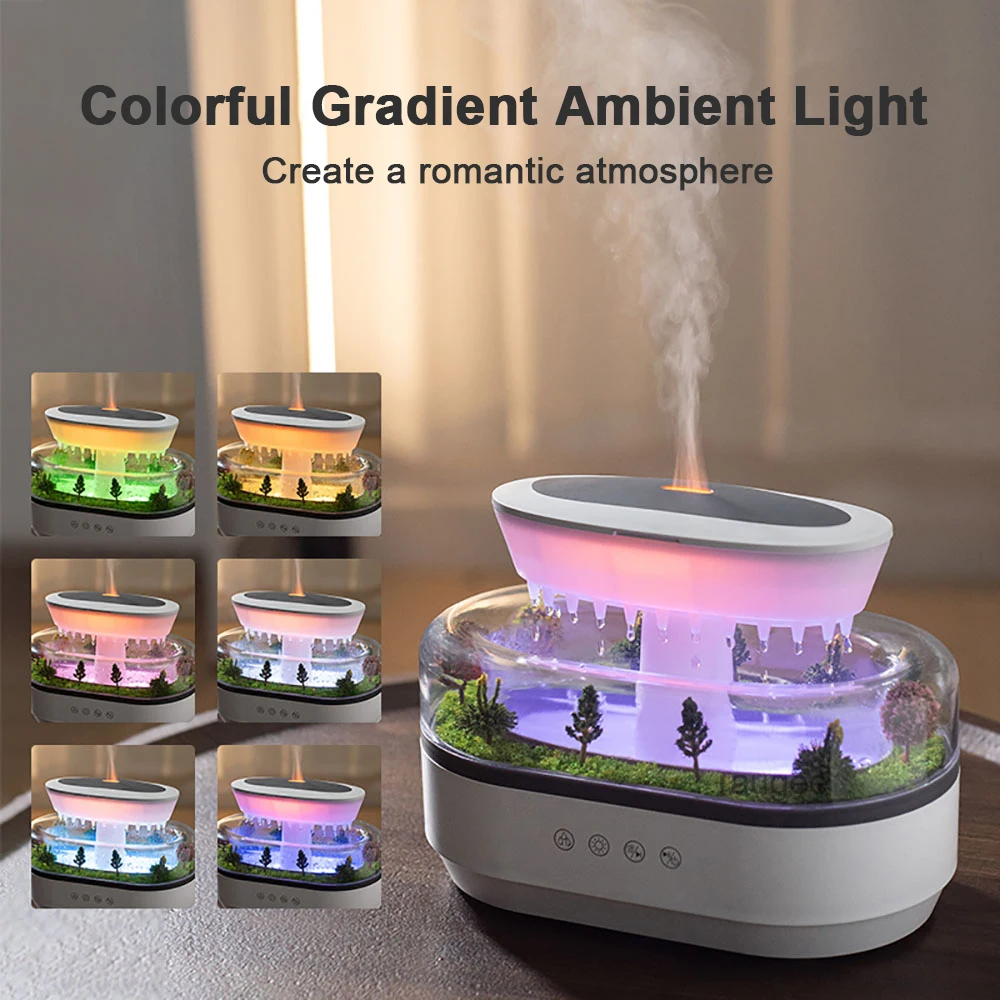 Humidificateur diffuseur d'huiles essentielles, humidificateur de musique goutte de pluie, diffuseur d'aromathérapie de parfum de maison, humidificateur d'air à lumière colorée