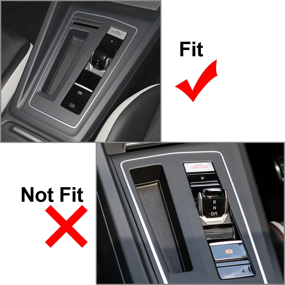 4 Pcs Interior Gear Shift Panel Set Cover Decoration Trim RHD For VW Golf 8 MK8 2021 2022 2023 Carbon Fiber Pattern Black/Red