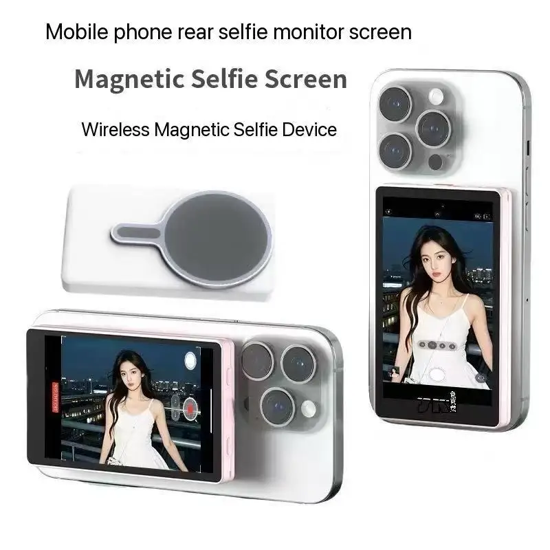 "Magnetic Wireless Selfie Monitor Screen - Phone Vlog Recording Using Rear Camera for Live Stream & Selfie