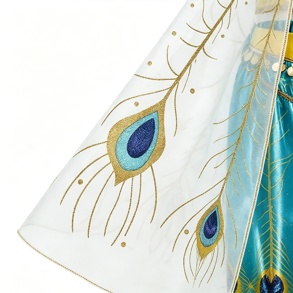 Mädchen Jasmin Kostüm Arabische Prinzessin Kleid Kinder Geburtstag Party Weihnachten Faschingskostüm Baby Jasmin Cosplay Kleidung – Detail 6