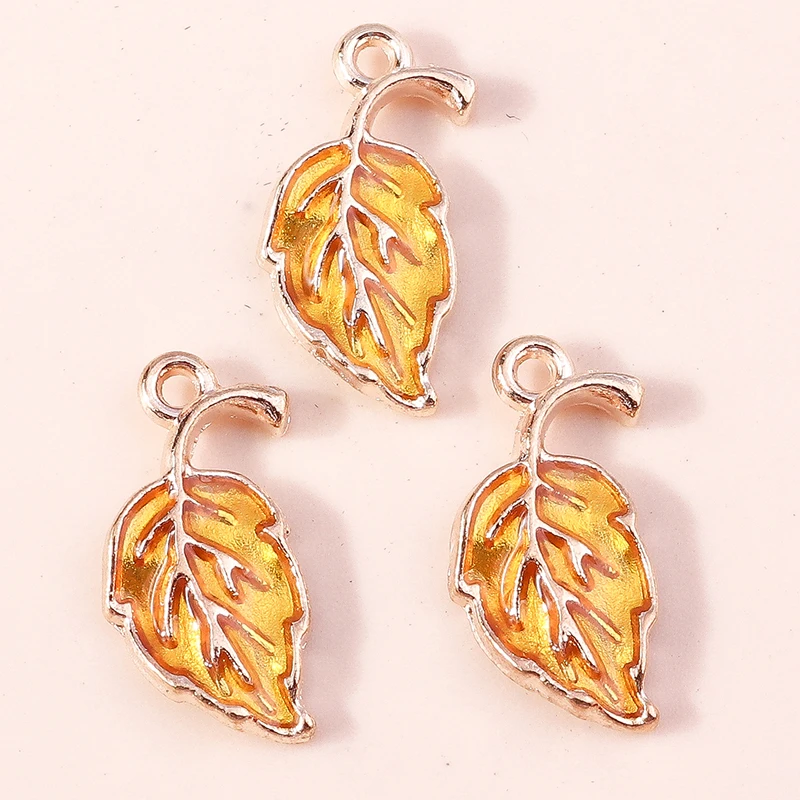 20 Stück 9 x 19 mm niedliche Emaille-Pflanzenbaum-Blatt-Charms-Anhänger für Schmuckherstellung, Halsketten, Ohrringe, Armbänder, DIY-Bastelzubehör – Detail 4