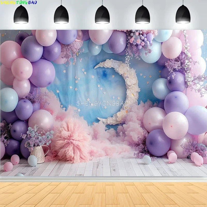 

Baby Shower Happy Birthday Party Photography Backdrops Newborn Kids Air Balloon Princess Tropical Jungle Photo Background BB-39
