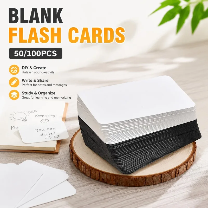 Blank Flash Cards 50/100PCS, DIY White Cardstock Postcards for Graffiti Bookmarks, Message Note Index Cards