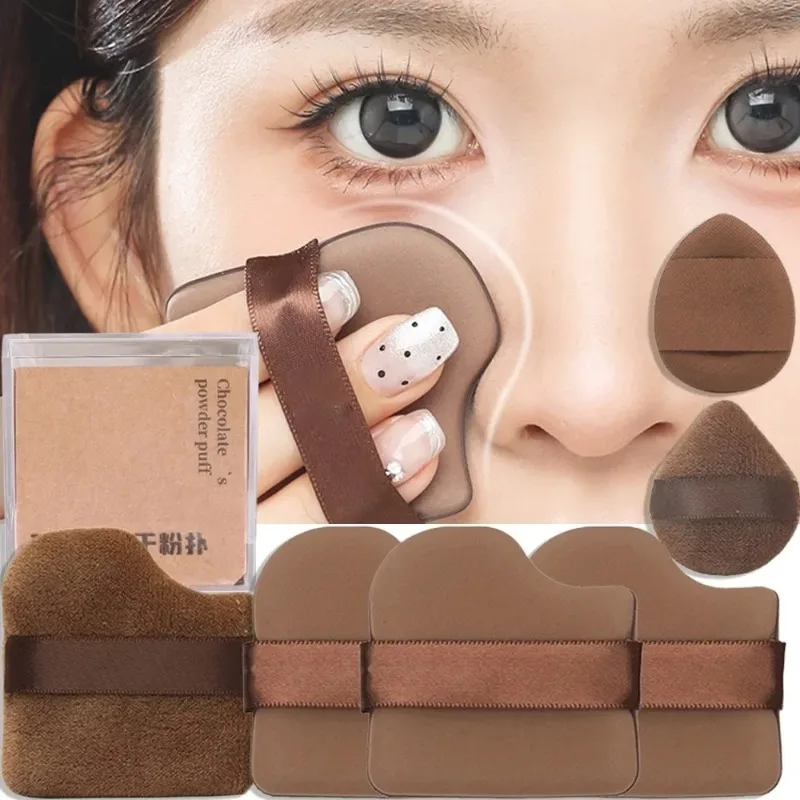 พัฟแต่งหน้า 1/4/6 ชิ้น สำหรับรองพื้นแบบคุชชั่น ฟองน้ำกำมะหยี่เนื้อช็อกโกแลต พัฟแป้งฝุ่นแบบฟล็อกกิ้ง อุปกรณ์แต่งหน้า