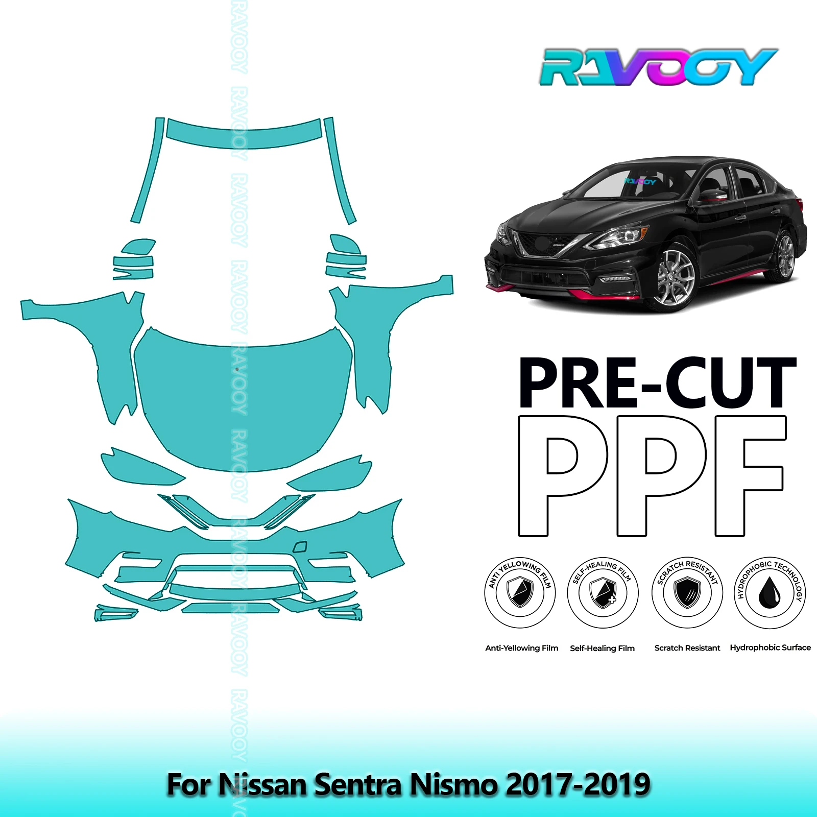 

Car Front Kit Clear Bra Precut PPF Paint Protection Film For Nissan Sentra Nismo 2017-2019