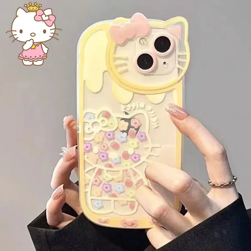 Sanrio Anime Hello Kitty IPhone14 11 13 12 Pro Max Phone Case Full Package Soft Silicone Transparent Dool IPhone Covers Gift Toy