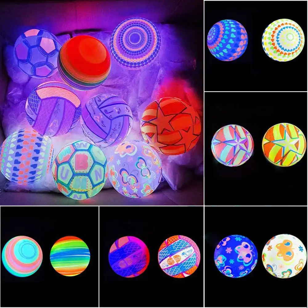 Portable Luminous Ball Flashing Sport Fitness Inflatable Throwing Bouncy Ball Rubber Parent-child Outdoor Interactive Games Toys