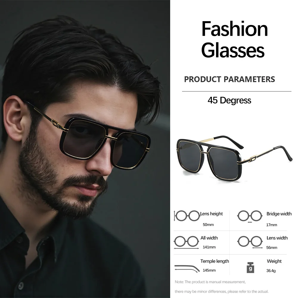 2025, Retro-Sonnenbrille für Herren, leichte Luxus-Box-Brille, goldene Schildkrötenfarbe, gemischter Metallrahmen, vielseitiger Artikel, Sonnenbrille für Herren