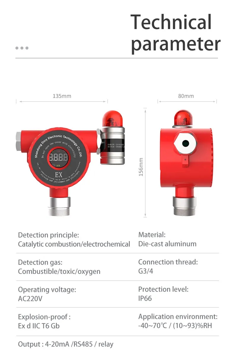 Industrial Combustible Gas Detector Kit  DR710 EX / Methane / LPG Leak Gas Alarm Monitor